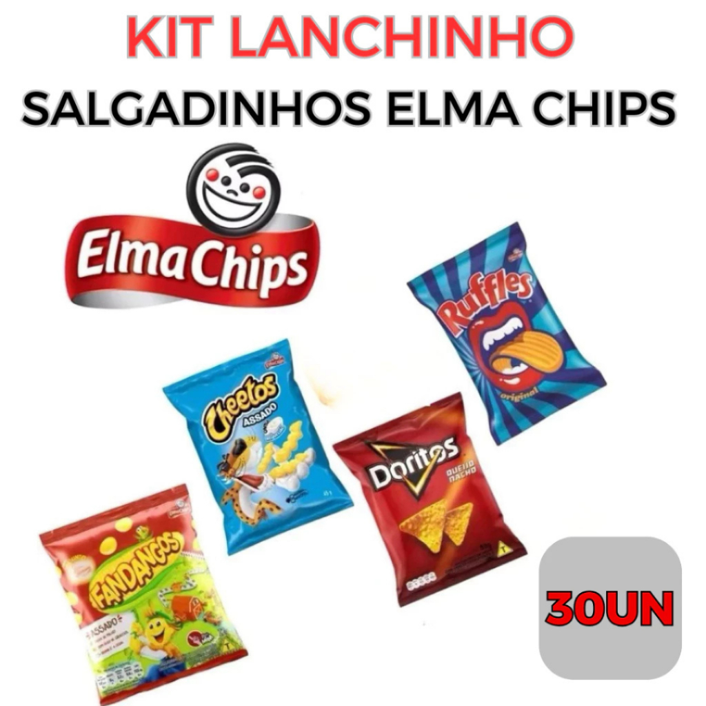 Kit Lanchinho Escolar 30 Salgadinhos Elma Chips - Doritos, Ruffles Original, Cheetos E Fandangos