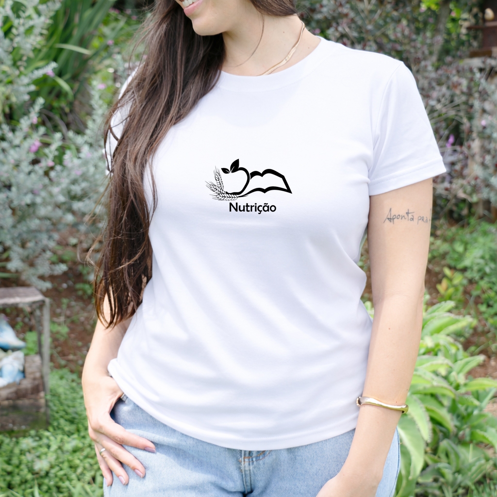 Camiseta TShirt Babylook Blusa Feminina Universitaria Nutricionista Nutri Nutrição com Simbolo 100% Algodão