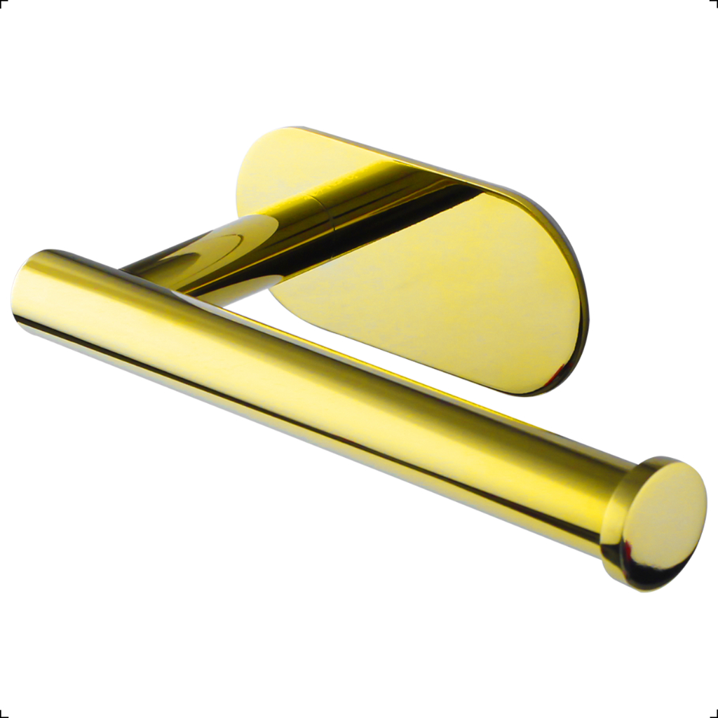 Suporte Porta Papel Higiênico Aço Inox Adesivo Dourado Gold