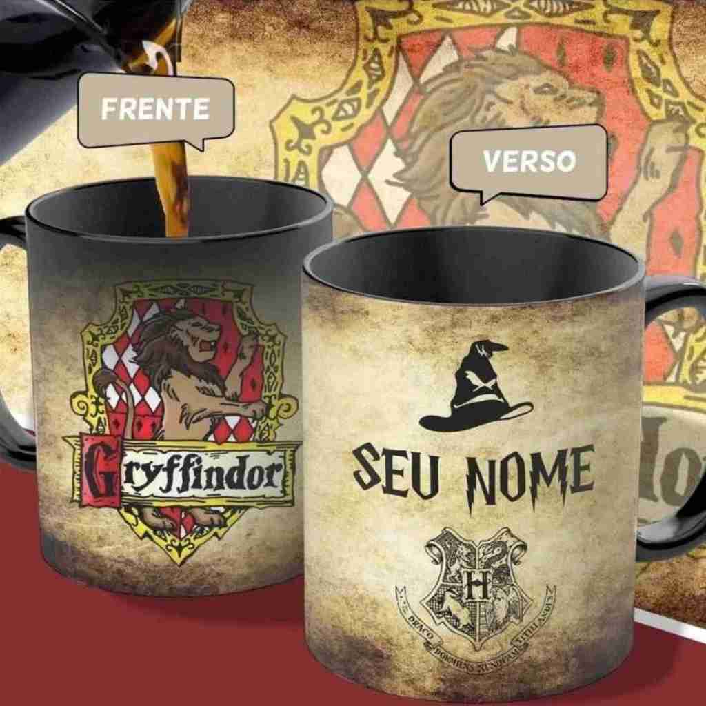 Caneca Mágica Harry Potter Personalize Casa E Nome, Grifinória, Lufa-Lufa, Sonserina, Corvinal