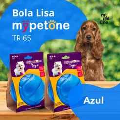 2 Bola Lisa MACIÇA MyPetOne Azul 65mm Brinquedo RESISTENTE Para Cães