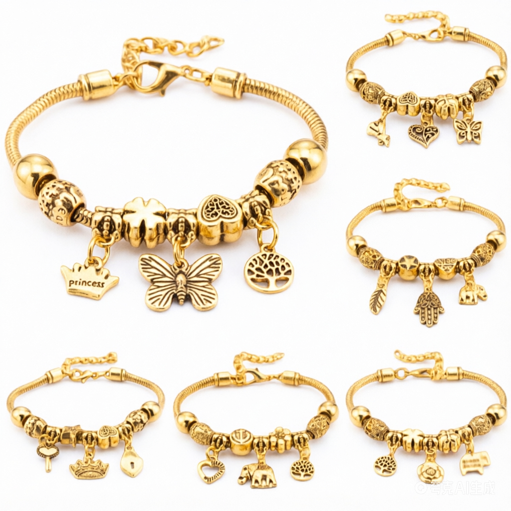 [kit3~6~12 Pulseira Berloques Prata ]kit3~ 6~12 PCS Pulseira Berloques Prata Feminina Presente moda/ Modelo aleatório