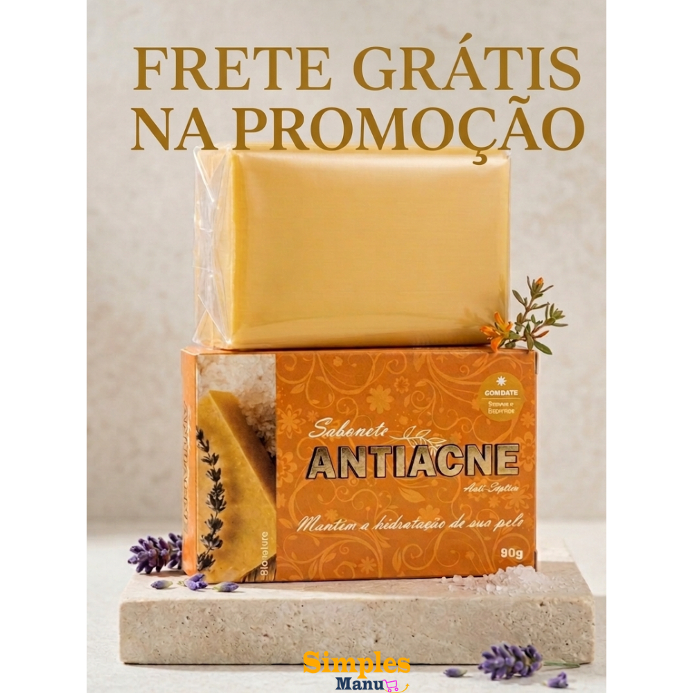 Sabonete Antiacne Reduz Oleosidade Espinhas Cravos Limpeza Facial Profunda Bionature Leve 1 2 ou 3