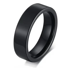 Anel Aliança Tucum Titânio 6mm Preto Masculino Feminino Reto Premium Unissex
