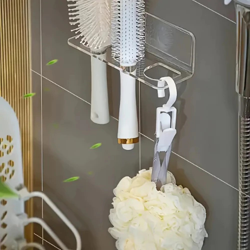 Suporte Escova de Cabelo Acrílico Cristal Utilidades Organizadores Quarto Penteadeira Guarda Roupa