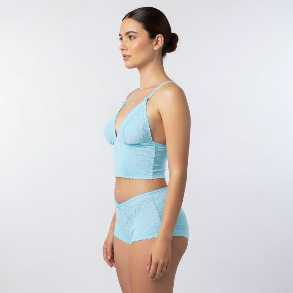 Lingerie de Renda Plus Size Conjunto Espera Marido Cropped e Calcinha Shorts Sexy Sensuel