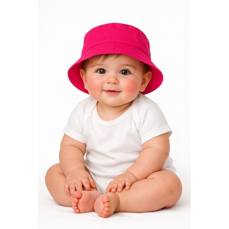 Chapéu Bucket Bebê com corda Básico Modelo Unissex Colorido liso (6-24 meses)