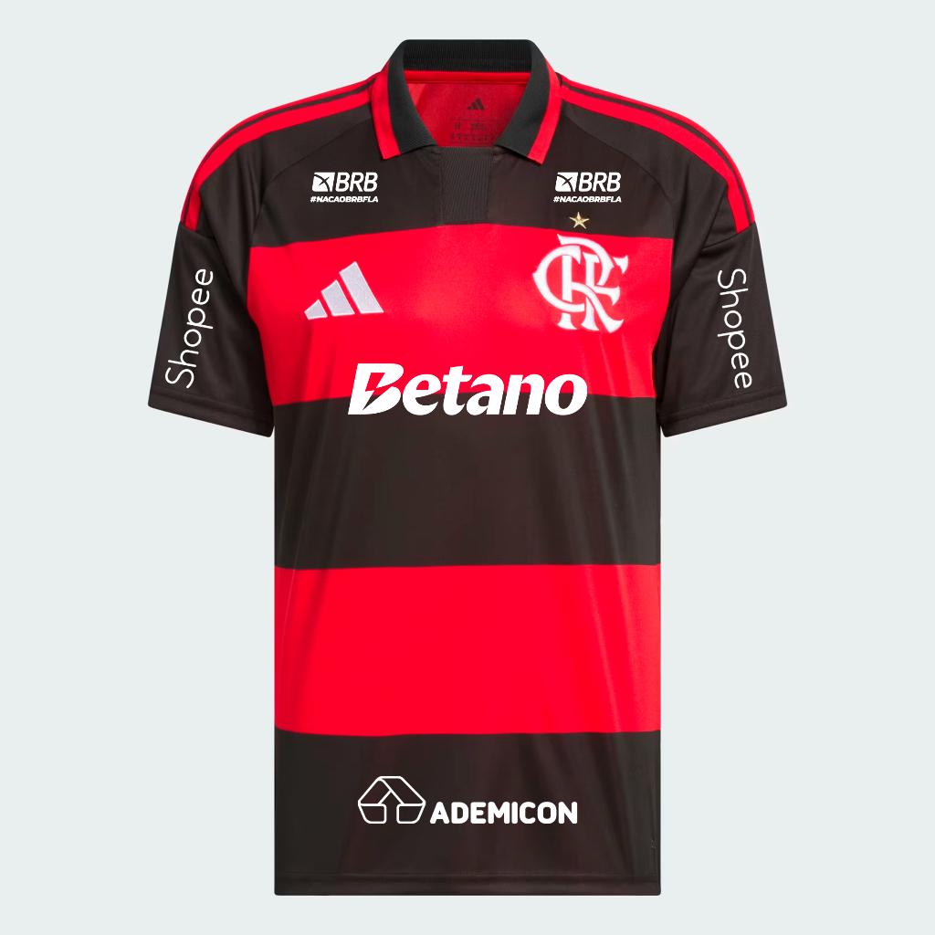 Manto Flamengo Masculina Jogo 1 Adidas 2026 - C/ Kit Patrocínio