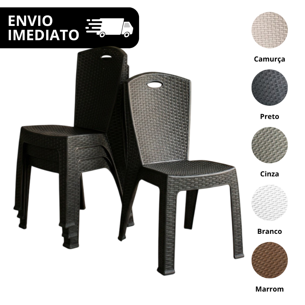 Cadeiras Rattan Kit até 6un Reforçada Empilhável Escritório Varanda Salão Área Lazer ENVIO IMEDIATO