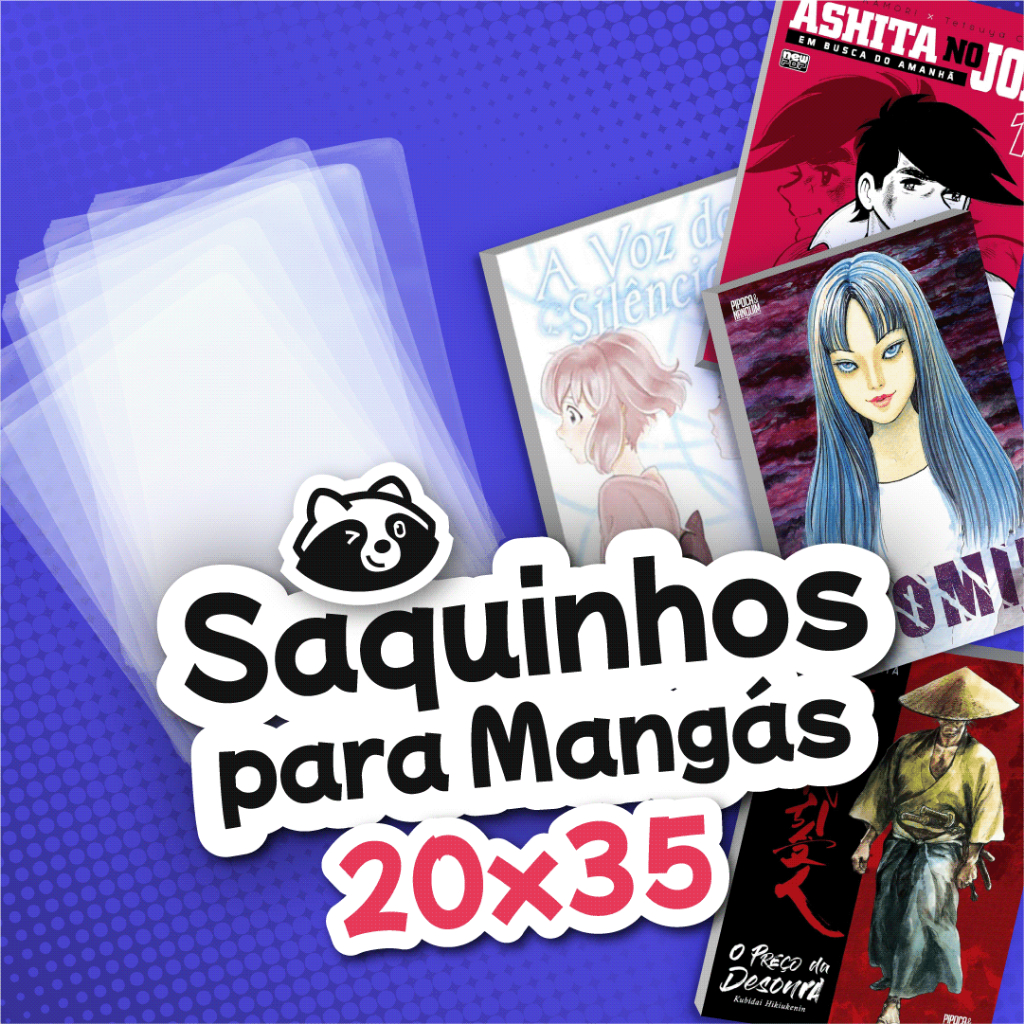 Saquinhos para Mangás e HQs 20x35 - Saquinhos PP Polipropileno Mangá e HQ - 25, 50 e 100 unidades