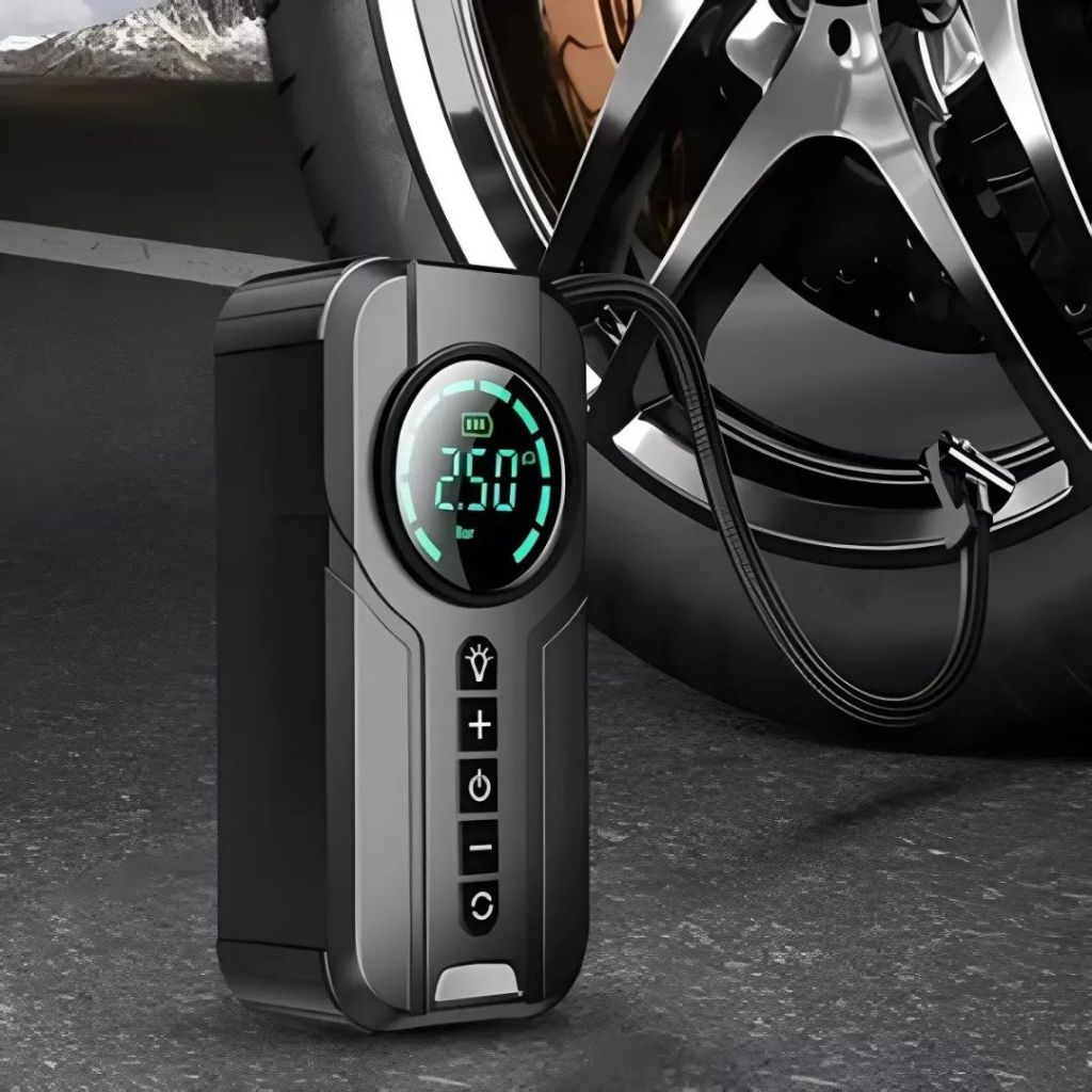 Bomba de Ar Portatil Compressor Inflator Multi-função 4 em 1 PowerBank 8kmah Calibrador de Carro Auto Pneu.123
