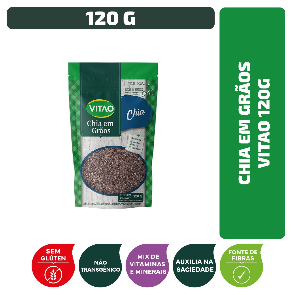 Imagem Chia Em Grãos Sem Glúten Vitao 120 g