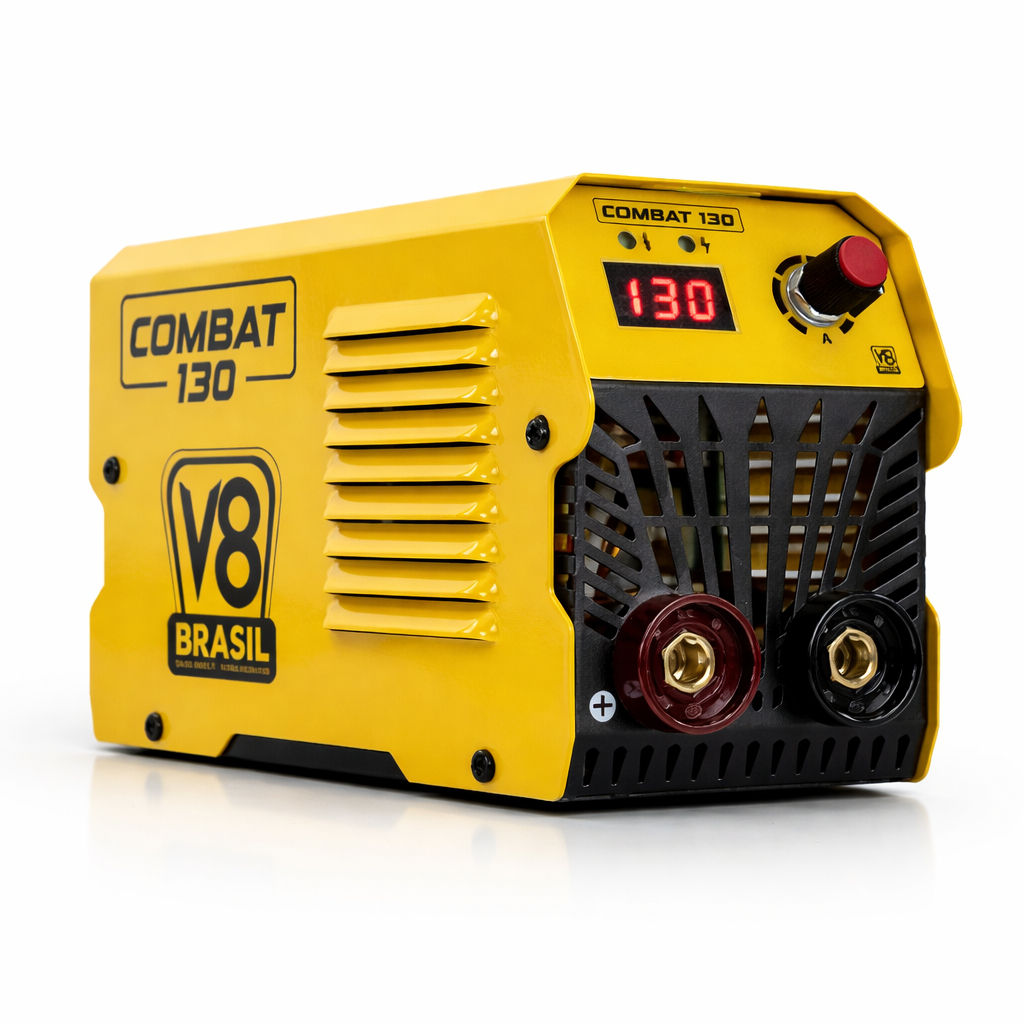 Máquina de Solda Inversora COMBAT 130A 220V MMA TIG Lift Compacta - V8 Brasil em Oferta na Shopee