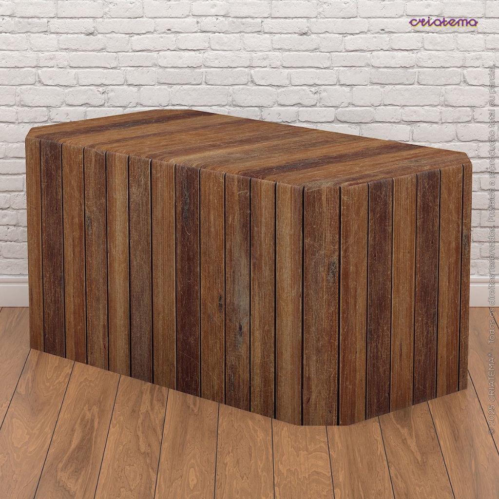 Capa de Mesa para Decoração de Festa Madeira Em Tecido Sublimado Forro Veste Fácil