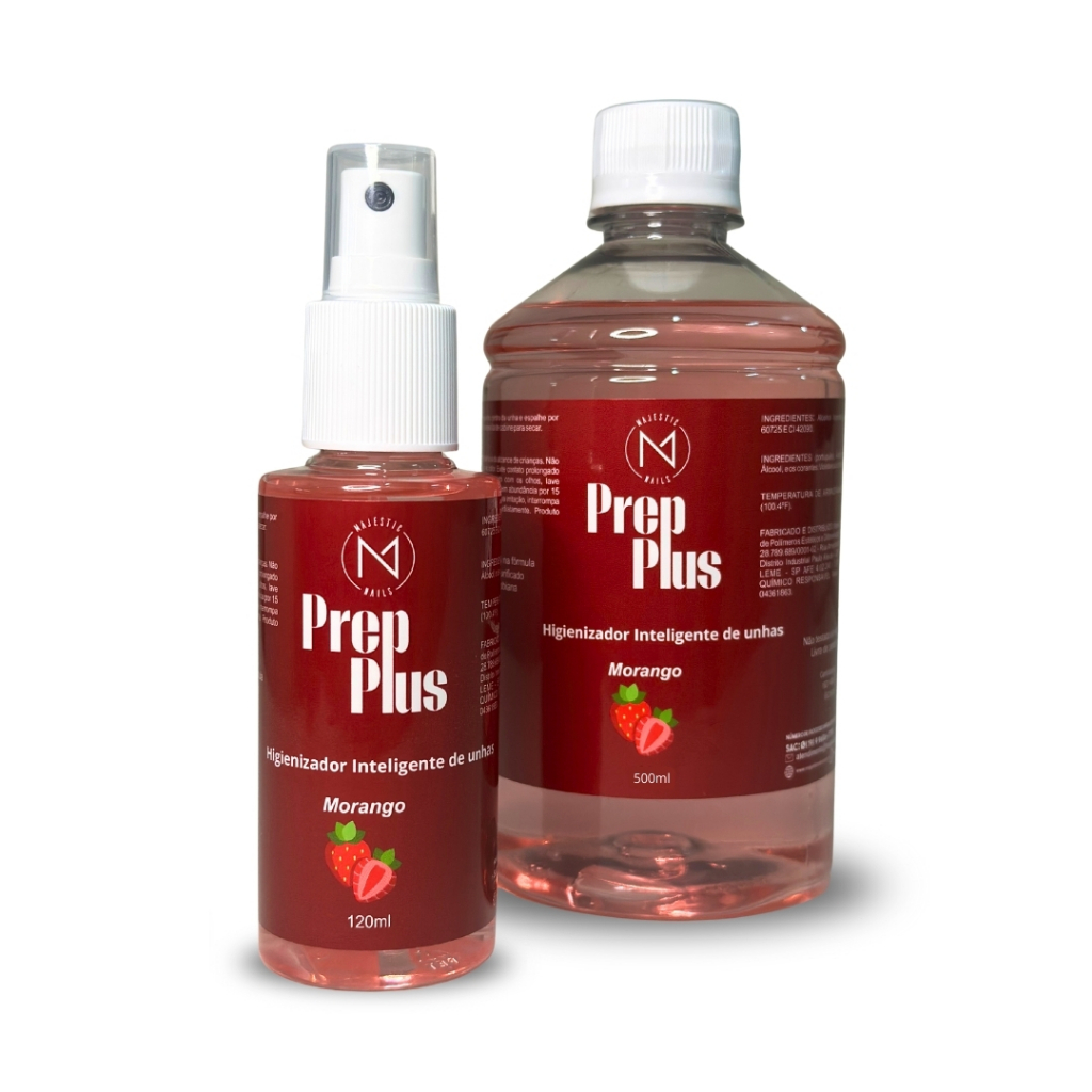 PREP PLUS Higienizador de mãos/unhas (Morango) Alongamento Majestic Nails