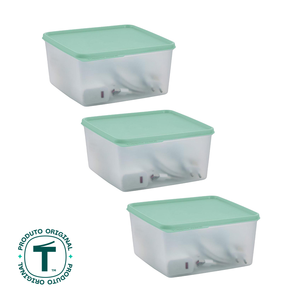 Kit com 3 Potes Herméticos Tupperware Basic Line Transparente 2,5L