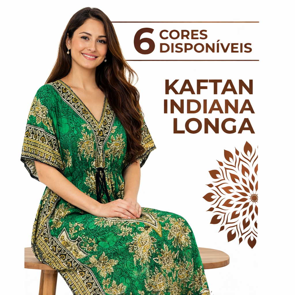 Vestido Kaftan Indiana Longa Caftan Moda Praia Leve