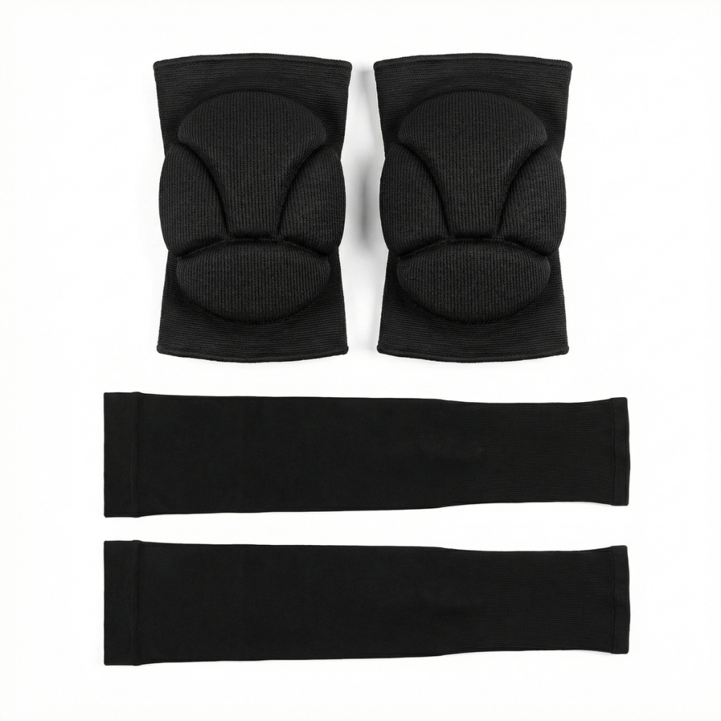 Kit Joelheira Vôlei Elástica e Manguito Preto Super Promoção