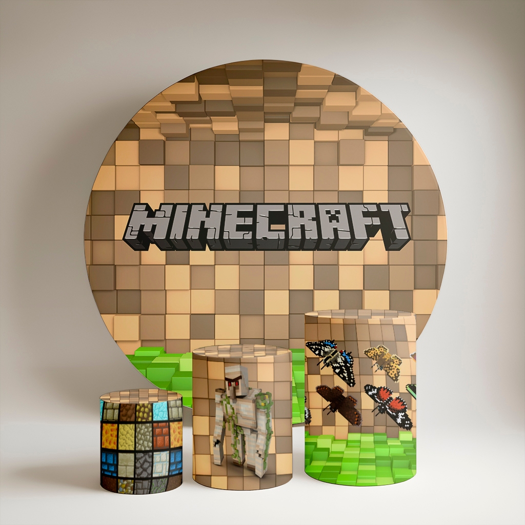 Kit Painel Redondo 1,5 m + Trio de Capas De Cilindro decoração Jogo