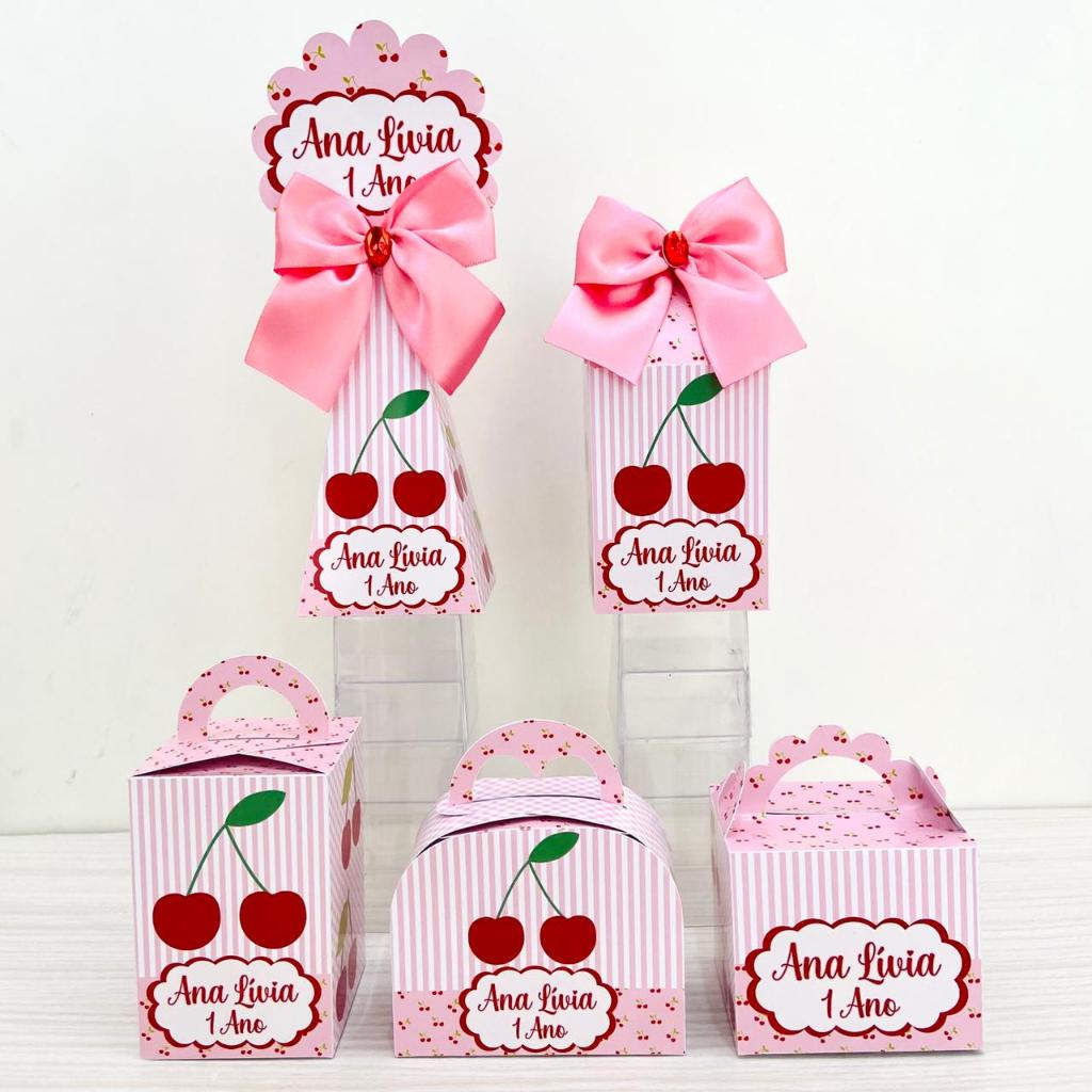 Kit Caixas Cerejinha Personalizada / Kit Festa Cereja / Lembrancinha de Festa / Aniversário Infantil