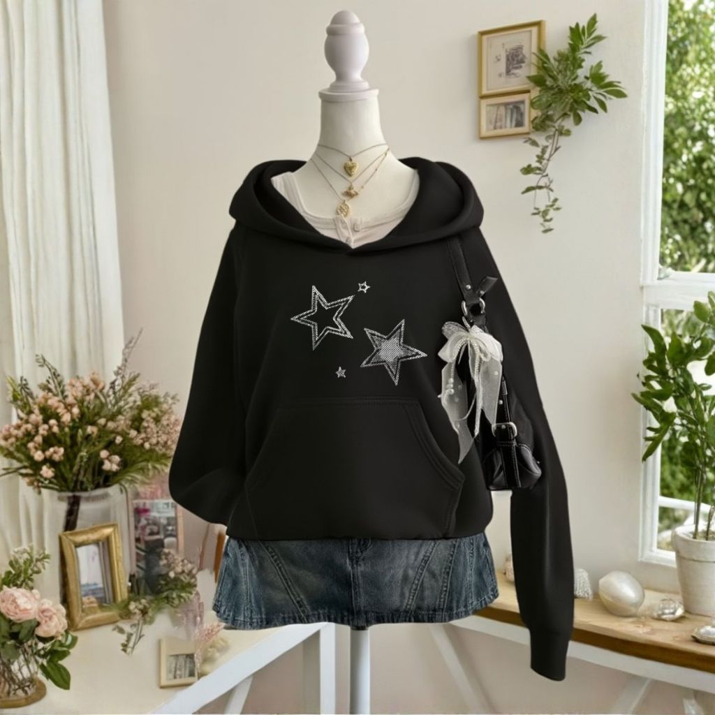 Canguru Moletom Feminino Moda Y2k Estilo Vintage Tecido Peluciado Confortável