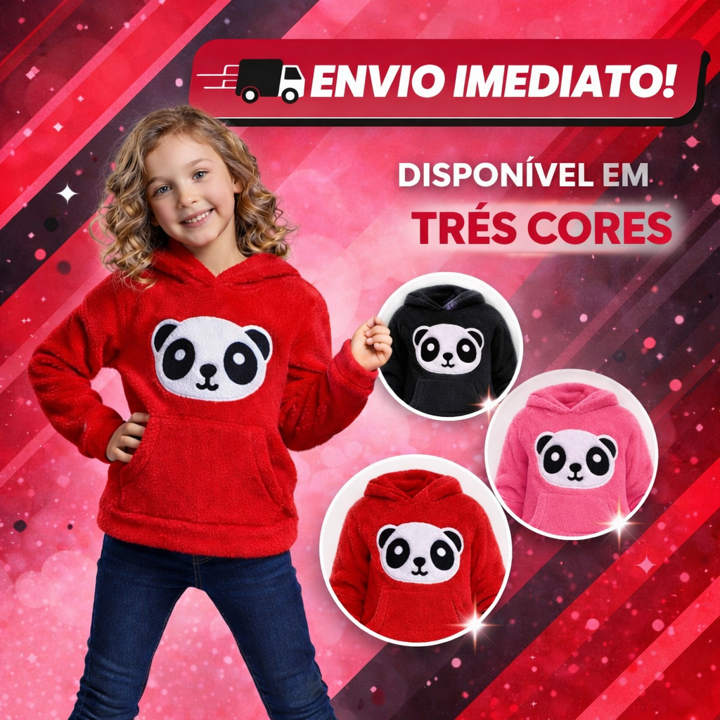 Blusa De Frio Infantil Pelinho Desenho Panda Casaco Menina - ENVIO IMEDIATO !!!