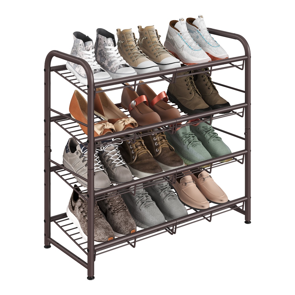 Imagem SONGMICS Sapateira 4 Andares Estante para Sapatos de Metal, Organizador Suporte para Até 16 Pares, para Entrada, Closet