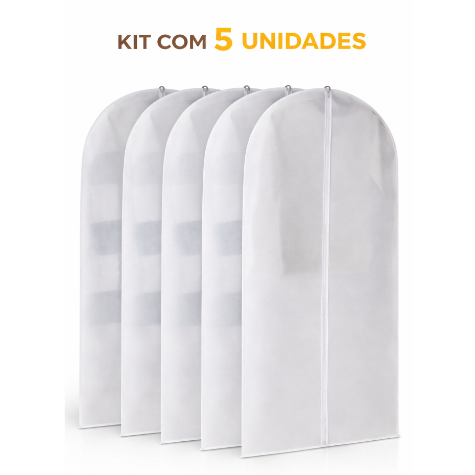 Kit 5 Capa Protetora Roupas Organizador Contra Poeira Saco Translúcido