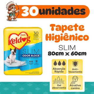 30 Unidades, Tapete Higiênico 80cm por 60cm, Slim Odor Block Keldog, Gel Absorvente, Anti…