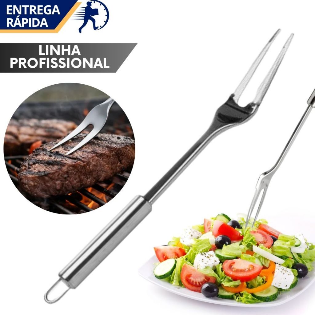 Garfo Trinchante Inox Grande para Carne Milho Cozinha Churrascaria Quermesse Festa Junina