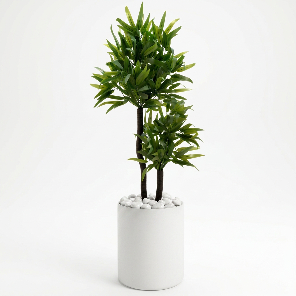 Kit Decorativo Completo Bambu Da Sorte Artificial Enfeite Sala + Vaso Design Moderno Decoração