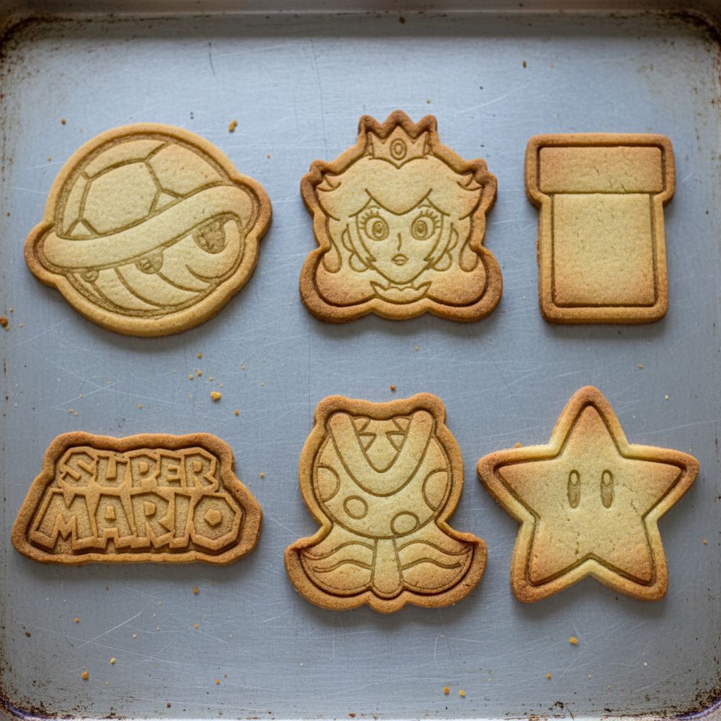 Kit 6 Cortador de bolacha Cortador de Cookie, Pasta Cortador Massinha do Super Mário Nintendo 01