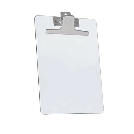 Prancheta Pequena Tamanho A5 Transparente 1/2 Oficio Resistente Com Prendedor Metalico (Cristal) 920