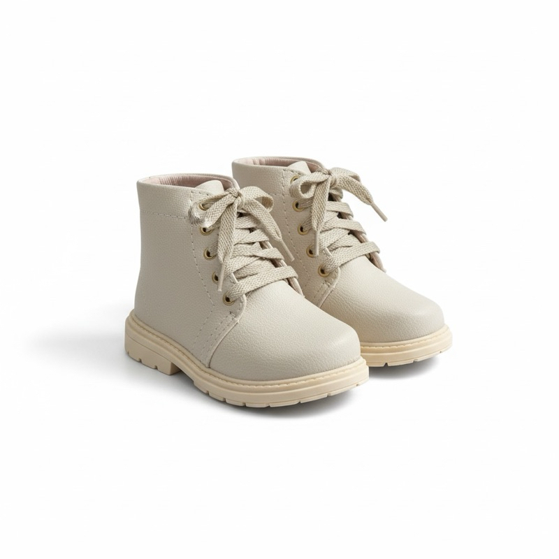 Bota Infantil Menina Coturno Off-White Botinha Feminina Delicada Cano Curto Para Todas Ocasiões