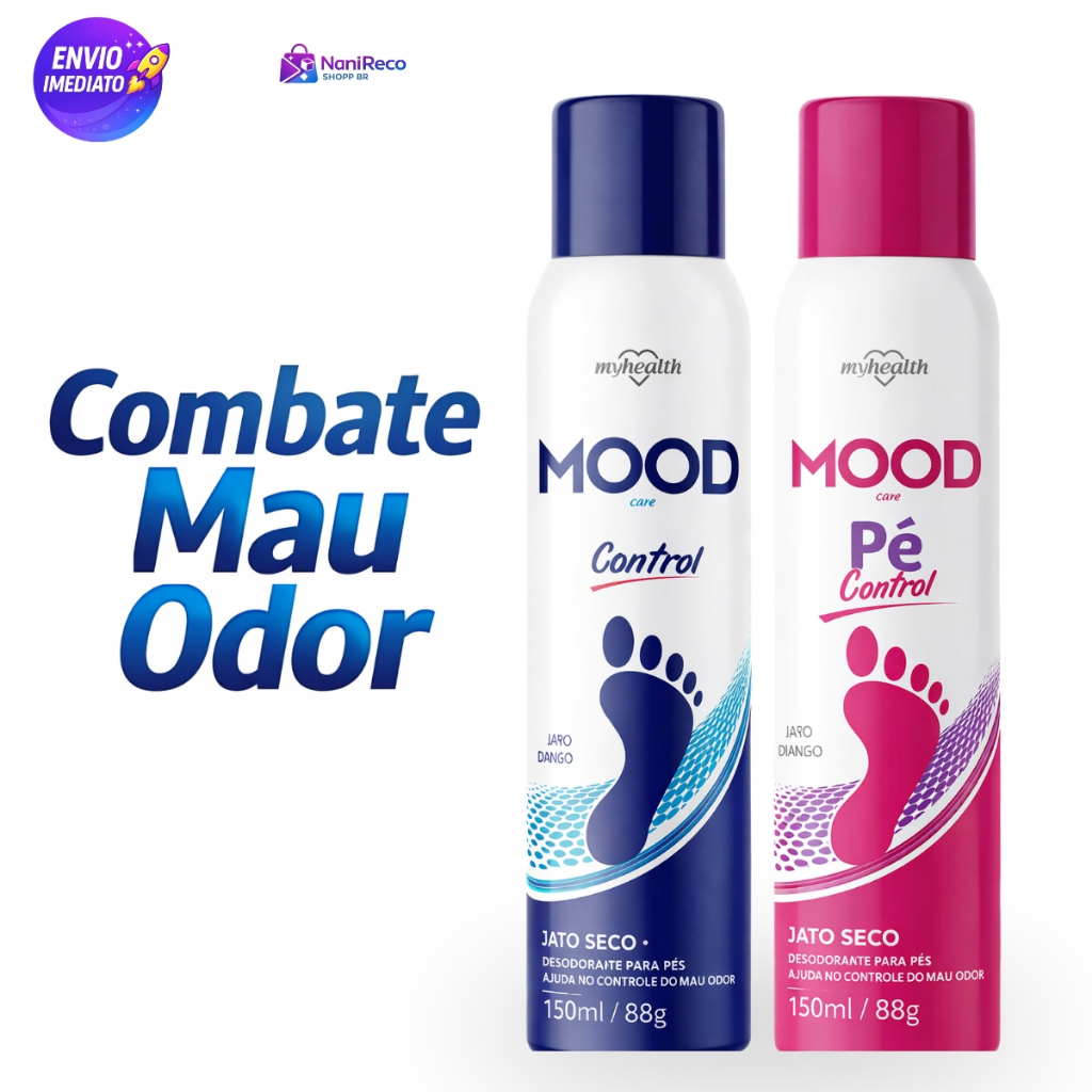 Desodorante para Pés Spray Mood Care Control 150ml Jato Seco Uso Diário Ação Prolongada Antiodor