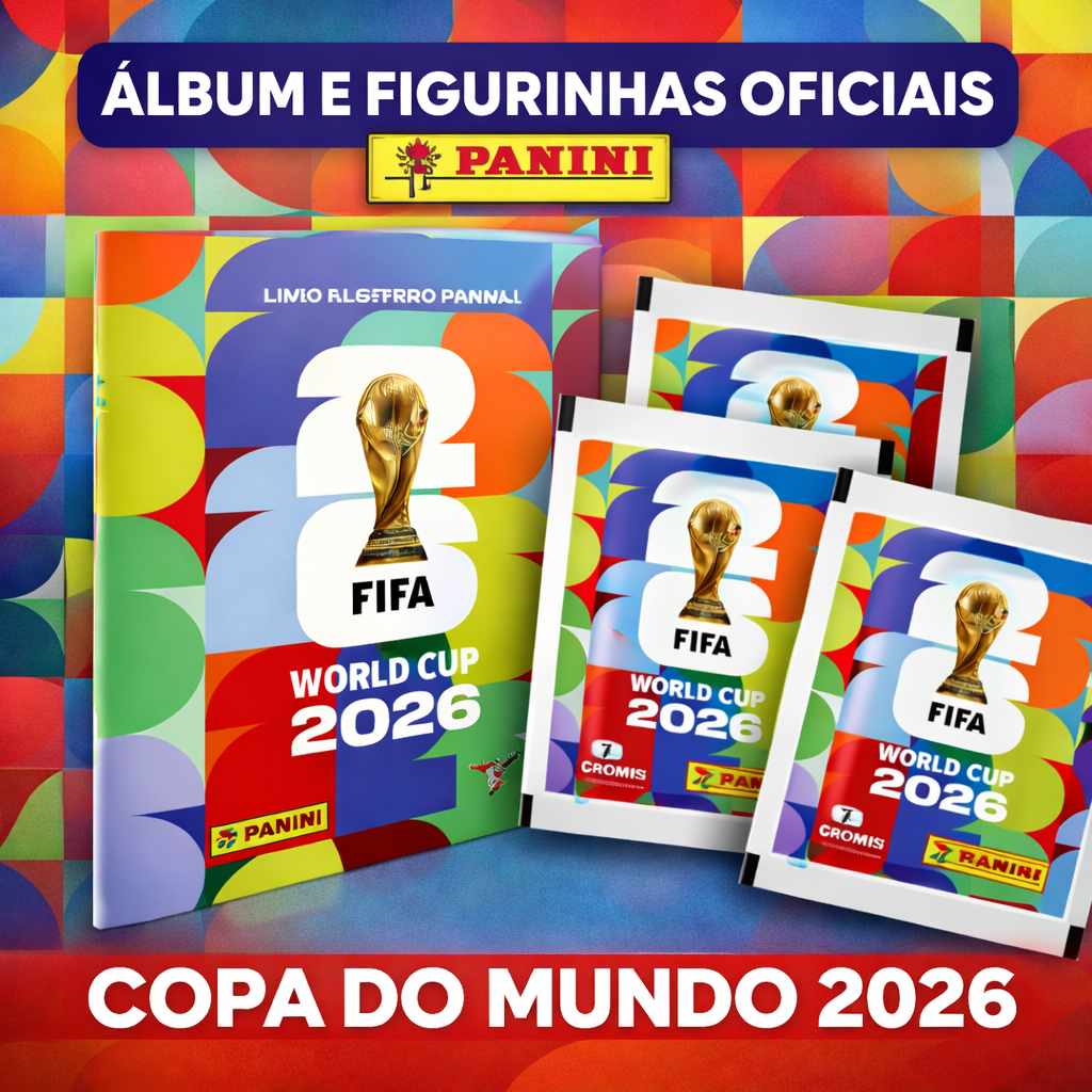 Kit Álbum e Figurinhas Copa do Mundo 2026 Original Panini Neymar Messi Cr7 Futebol Pacotinho Brasil