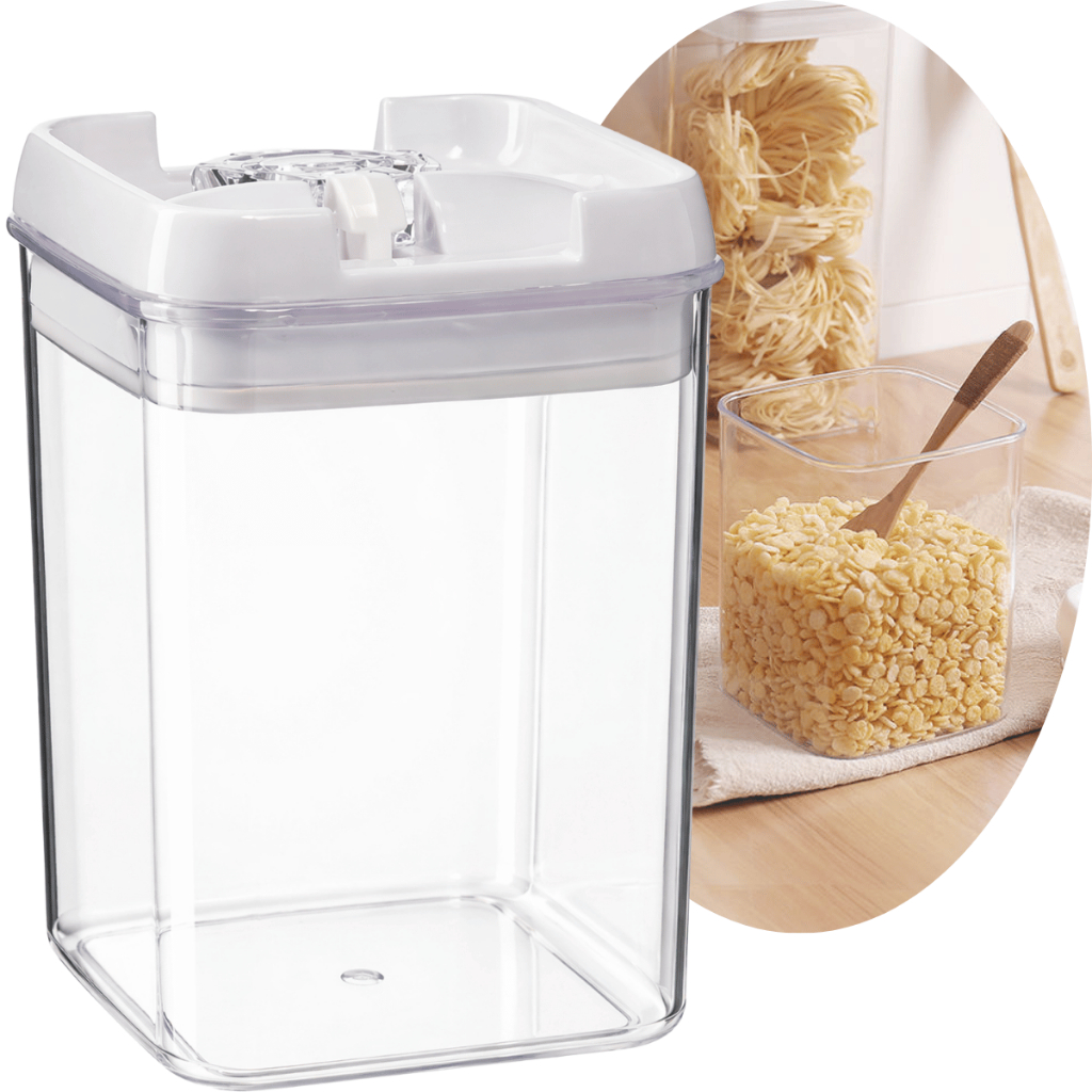  Pote Porta Mantimento Hermético Trava Transparente 800ml Grãos Bolacha Cereal Armazenar Organizar