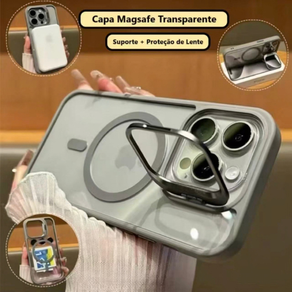 Capa Magsafe Para iPhone LINHA 15 16 17 Magsafe + Lente de Câmera + 2 Película de Cerâmica