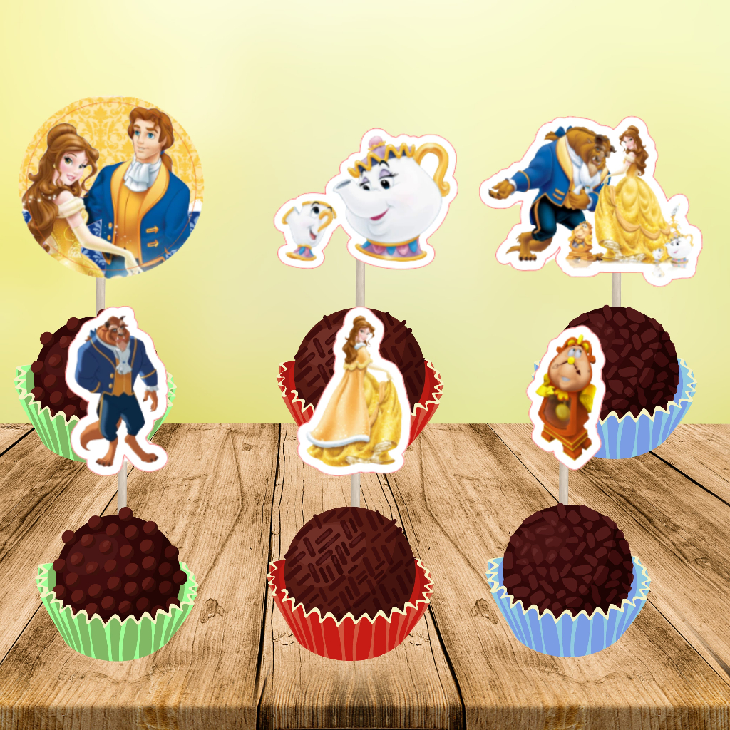 TOPO DE DOCINHO/Toppers P/ Docinho/ENFEITE DOCINHO BELA E A FERA