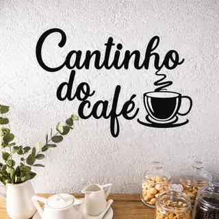 Kit Cantinho do Café para Decoração de Cozinha em Mdf Preto Fosco com Fita Dupla Face