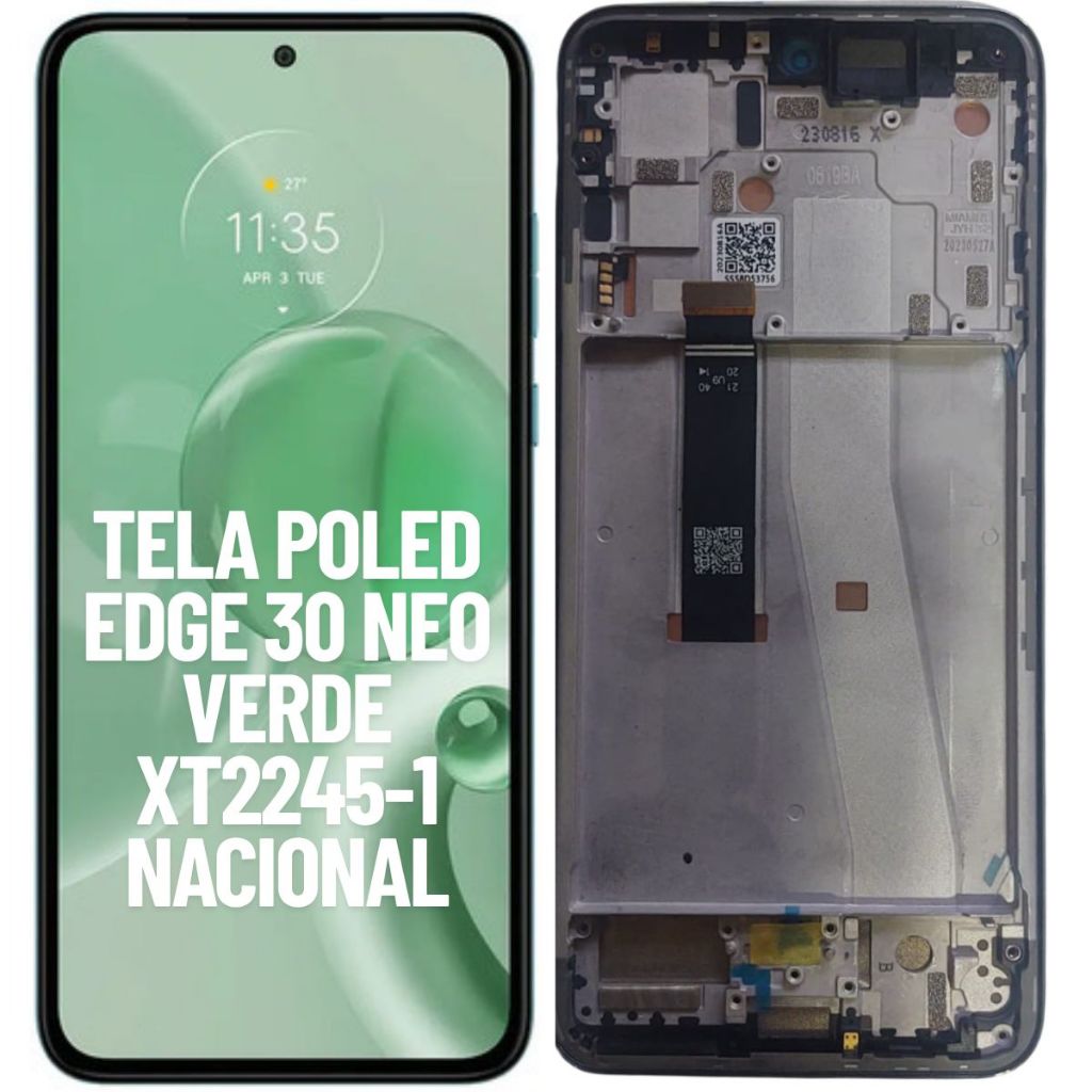 TELA FRONTAL DISPLAY POLED PARA MOTOROLA MOTO EDGE 30 NEO XT2245-1 VERDE NOVA OR