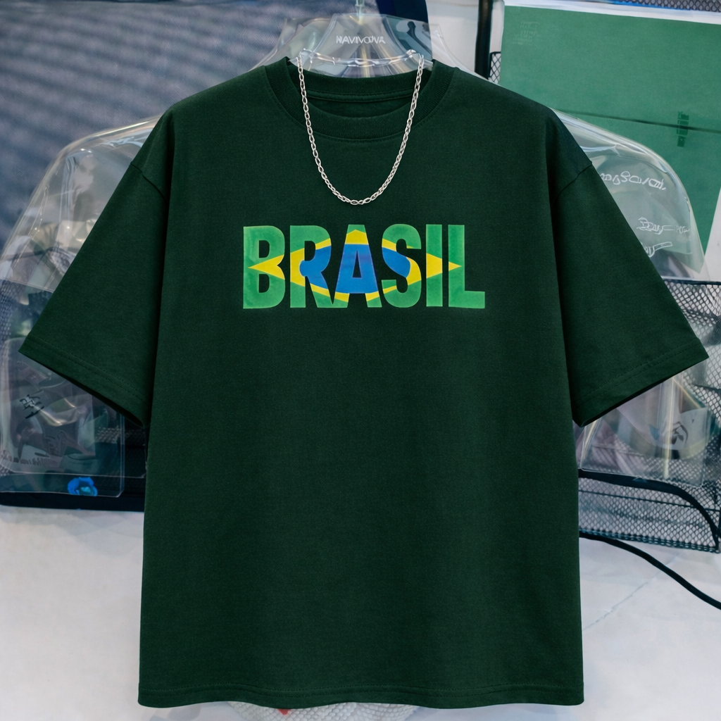 Camisa Camiseta T-shirt Masculina Streetwear Copa do Mundo Bandeira Brasil Camisa 10 Lançamento