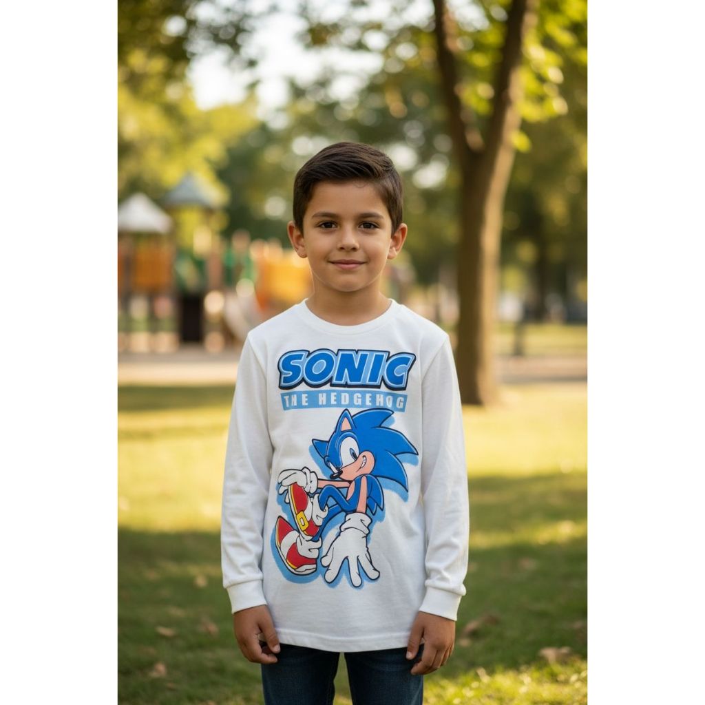 camiseta infantil manga longa sonic