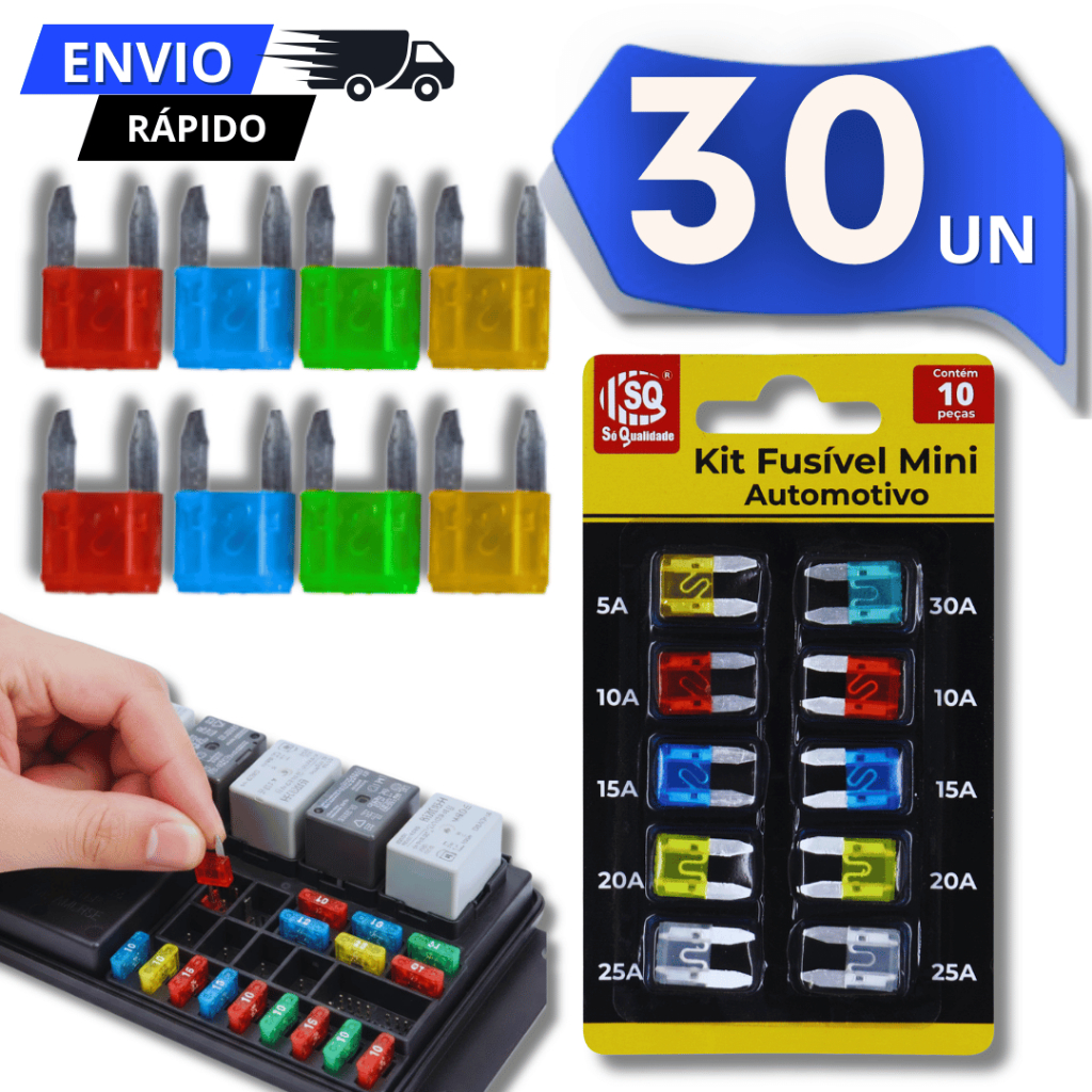 Combo Fusível Automotivos Lâminas Modelo Mini Carro Moto Versátil Fusível Multiuso Utilidades