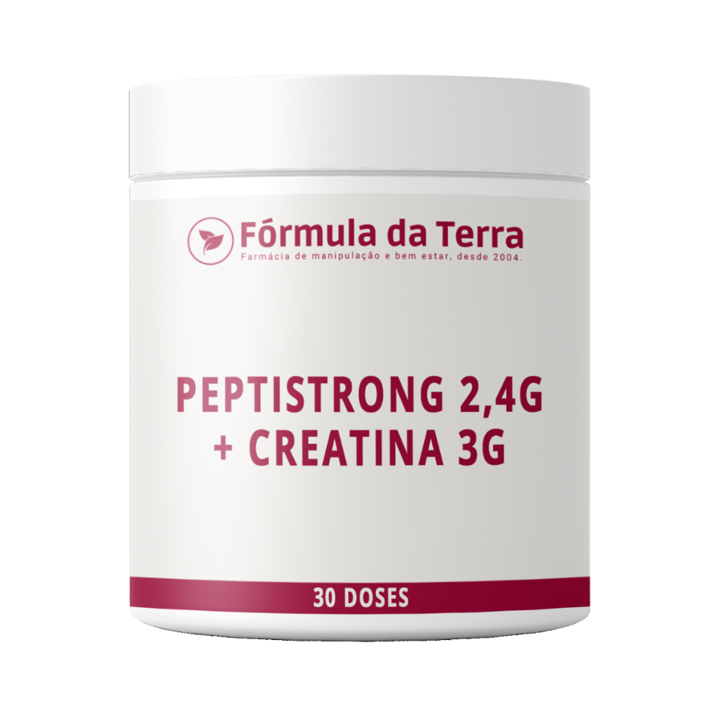 PeptiStrong® 2,4g + Creatiina 3g - 30 Doses, 100% Puro Sem Sabor – Auxílio na Força e Massa Muscular