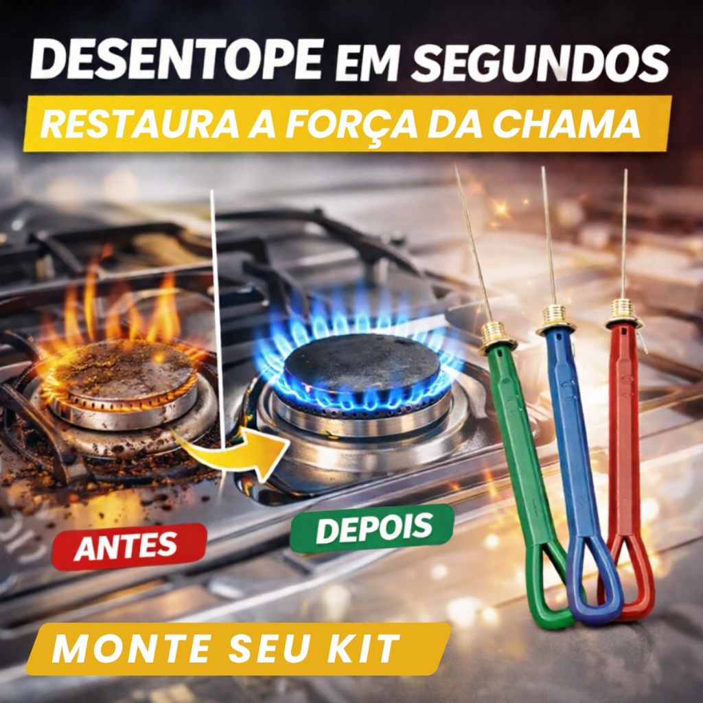 Kit 12 Agulhas para Desentupir Boca de Fogão | Desentupidor de Bico de Fogão - Kit 3 a 12 Unidades