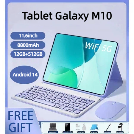 { Teclado e mouse}Tablet Tablet M10 Tablet 11,6"Tela Ips 120Hz12GB+512GB Tablet 5g Tablet Android