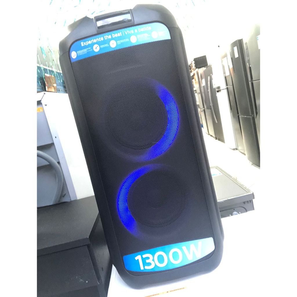 Caixa De Som 1300 W RMS GRANDE Bluetooth Potente Portátil karaoke Entrada Para Microfone Controle Remoto Usb Leds X-Neon