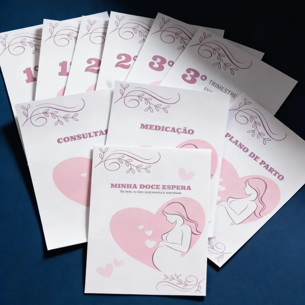 FOLHAS DIVISÓRIAS PARA PASTA de  ACOMPANHAMENTO PRÉ-NATAL  A4