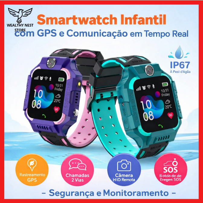 Relógio Smartwatch Infantil com Rastreamento GPS, Câmera e Ligação 2G – Proteção e Segurança Para Crianças